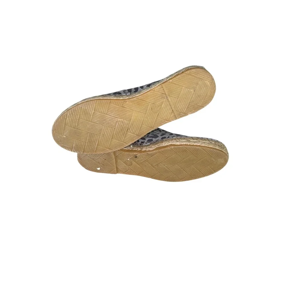 Free People Leopard Print Espadrille Flats Grey Animal Slip On Shoes Size 38
